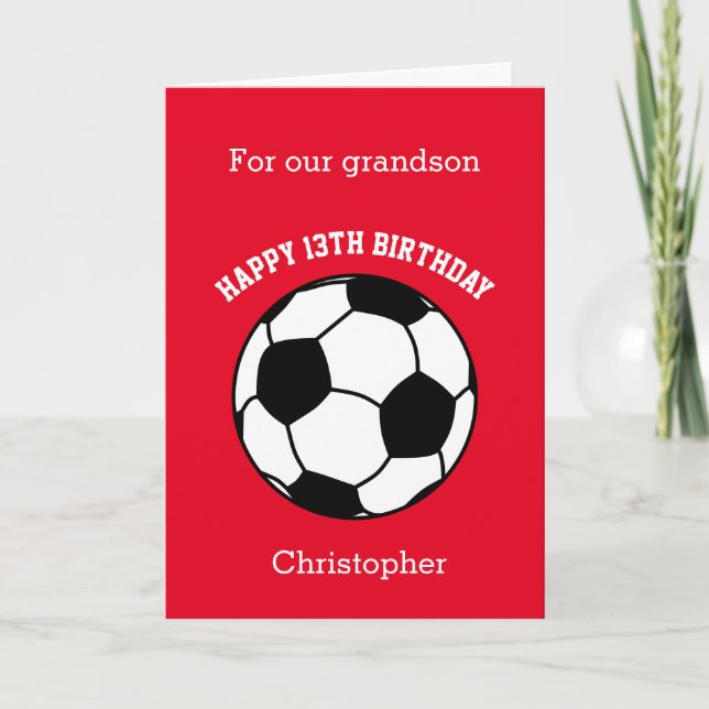 Tarjeta Red Soccer Sport 13° cumpleaños (Anverso)