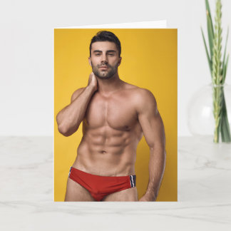 Tarjeta Red Speedo Hot Guy Greetings Card