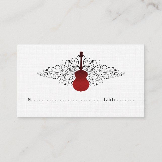 Tarjeta Red Swirls Guitar Place (Anverso)