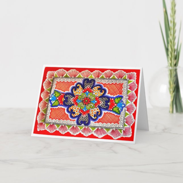 Tarjeta Red Talavera Pintura de México Saludo (Anverso)