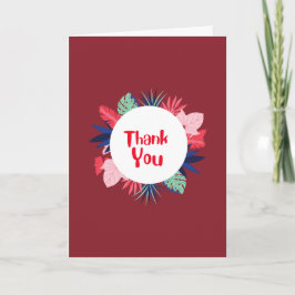 Tarjeta Red Thank You card with tropical flowers