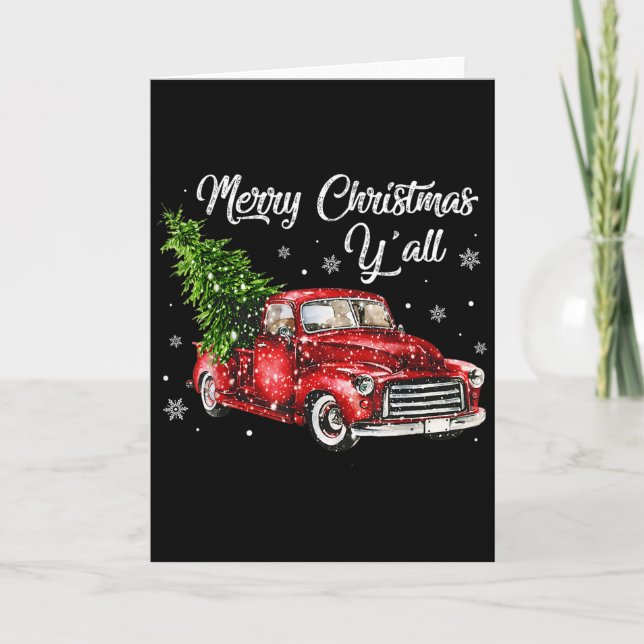 Tarjeta Red Truck Christmas Funny Merry Christmas Yall Wom (Anverso)