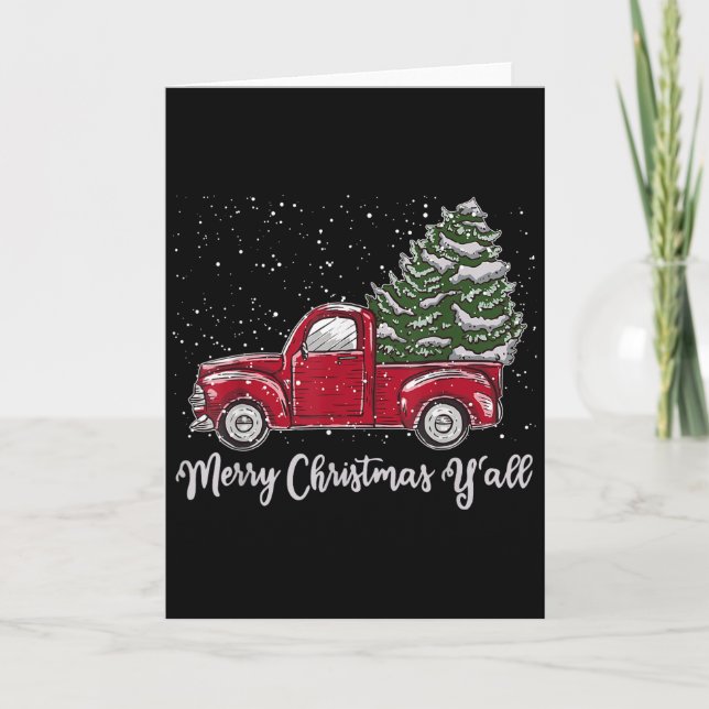 Tarjeta Red Truck Christmas Shirt - Merry Christmas Yall  (Anverso)