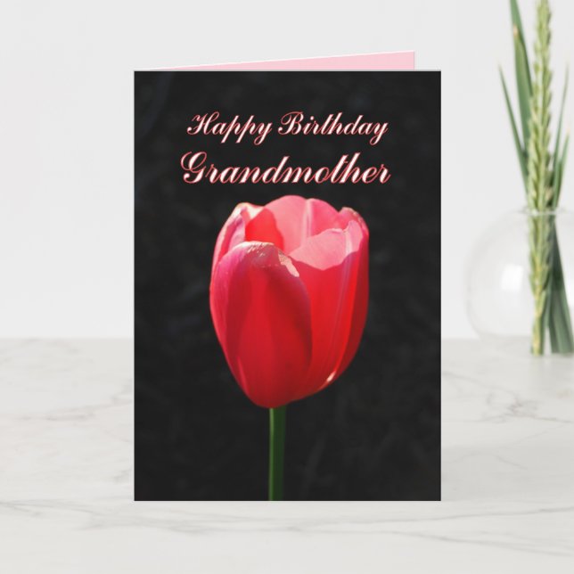 Tarjeta Red Tulip Happy Birday Abuela (Anverso)
