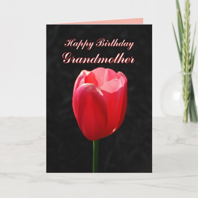 Tarjeta Red Tulip Happy Birday Abuela (Anverso)