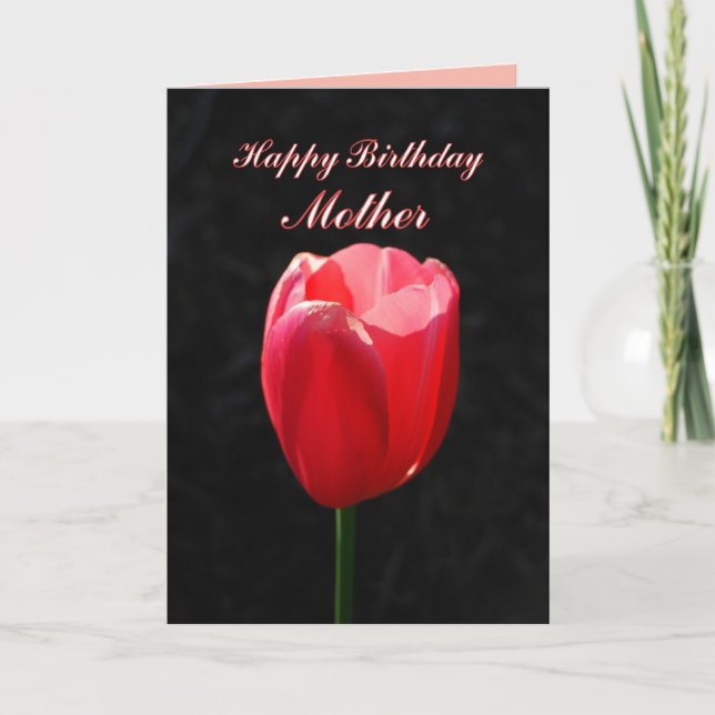 Tarjeta Red Tulip Happy Birday Mother (Anverso)