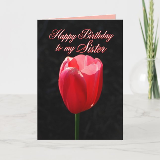 Tarjeta Red Tulip Happy Birday Sister (Anverso)