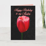 Tarjeta Red Tulip Happy Birday Sister<br><div class="desc">Puedes personalizar,  cambiar el texto y subir tus propias fotografías. "Hermana más valiente,  tu belleza,  amor y gracia son regalos alegres para todos al tesoro. ¡Tengo tanta suerte que eres mi primo! ¡Espero que tu cumpleaños sea tan maravilloso como tú! ¡Mucho amor!"</div>