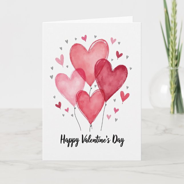 Tarjeta Red Valentines Day Heart Balloon Card (Anverso)