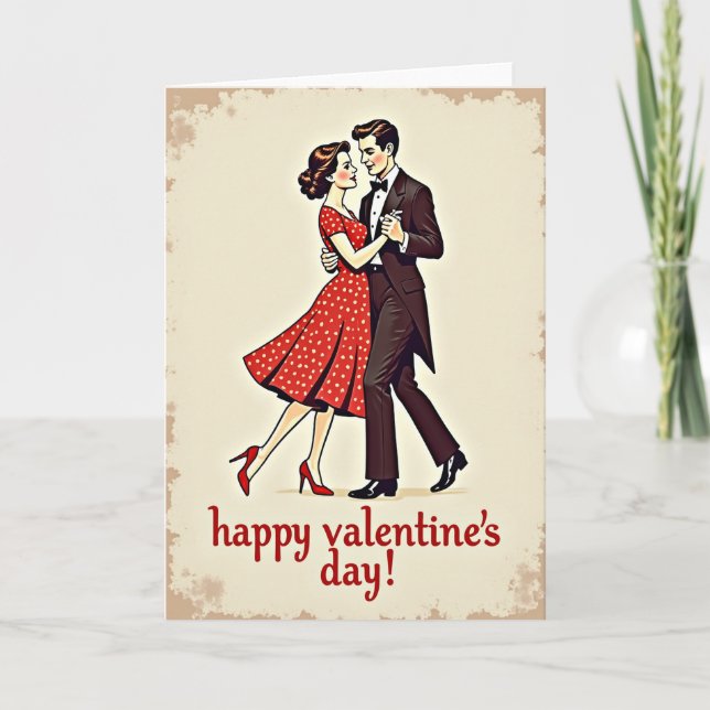 Tarjeta Red Vintage Valentines Dance Card (Anverso)