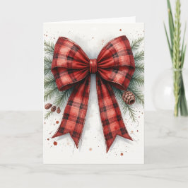 Tarjeta Red Watercolor Christmas Bow