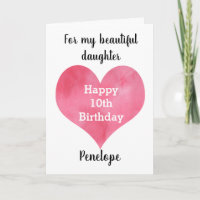 Red Watercolor Heart Happy 100th Birthday Card