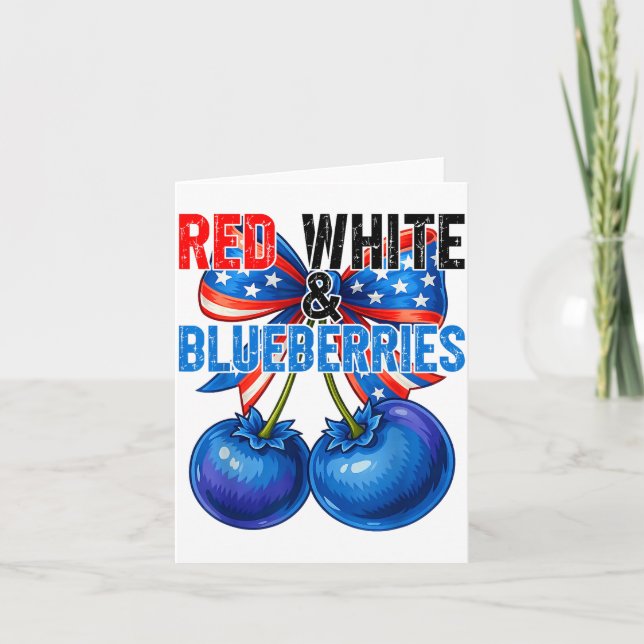 Tarjeta Red White Blueberries Funny Patriotic Retro Usa Hu (Anverso)