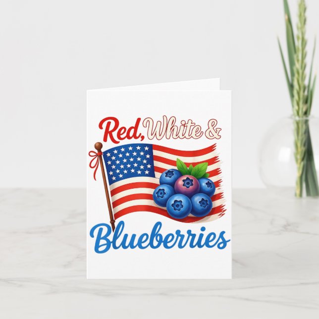 Tarjeta Red White Blueberries Funny Patriotic Usa Flag Vin (Anverso)