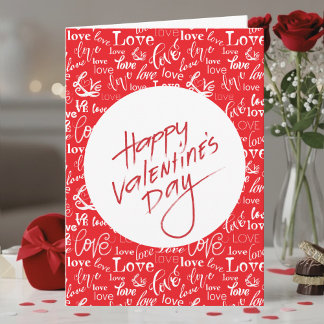Tarjeta Red & White Love Typography Happy Valentine's Day