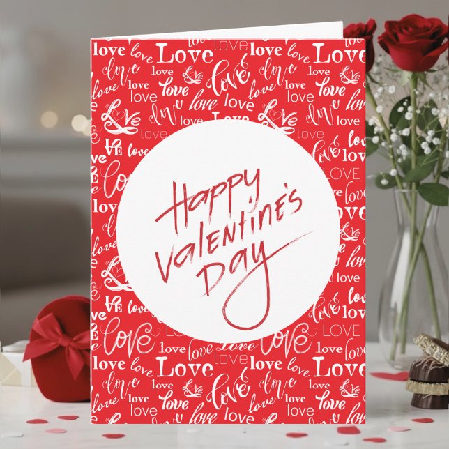 Tarjeta Red & White Love Typography Happy Valentine's Day (Subido por el creador)