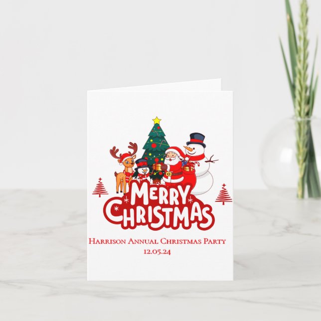 Tarjeta Red White Simple Merry Christmas  (Anverso)
