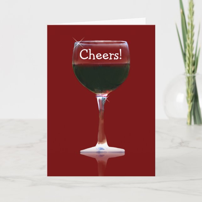 Tarjeta Red Wine Cheers Happy Birthday Card (Anverso)