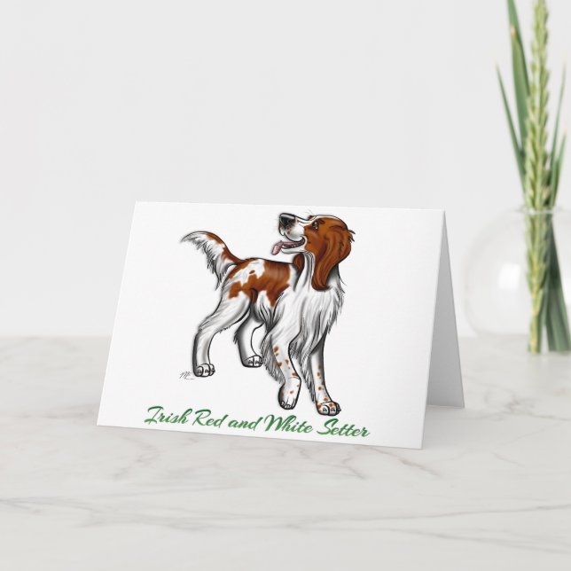 Tarjeta Red y White Setter irlandeses (Anverso)
