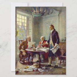 Tarjeta Redactando la Declaración de Independencia (EE. UU