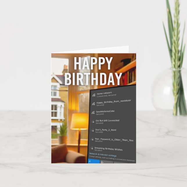Tarjeta Redes Wi-Fi Saludos de cumpleaños (Anverso)