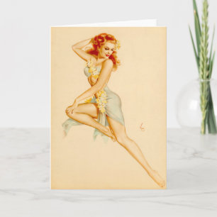 Tarjeta Redhead Hawaii Costume Pin Up