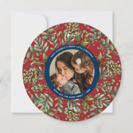 Tarjeta redonda de fotos de ferias navideñas para 