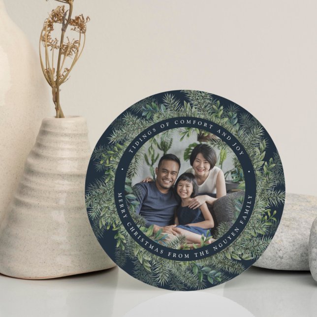 Tarjeta redonda de la foto del día de fiesta del (Subido por el creador)