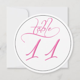 Tarjeta redonda número 11 con escritura en caligra