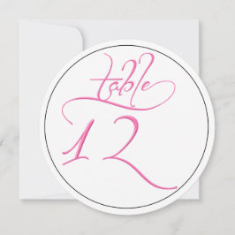 Tarjeta redonda número 12 con guión de caligrafía
