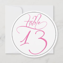 Tarjeta redonda número 13 con guión de caligrafía