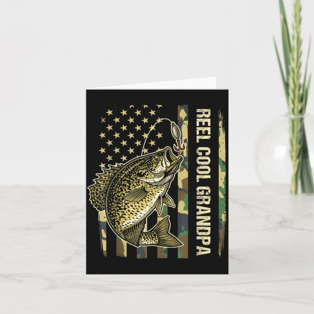 Tarjeta Reel Cool Grandpa Crape Fishing Camo American Flag (Anverso)