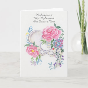 Tarjeta Reemplazo de Cadera Recupérate Floral Curación del