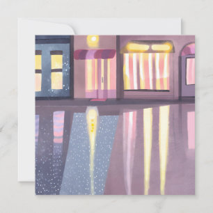 Tarjeta Reflejos Lluviosos   Acuarela Contemporánea Lofi