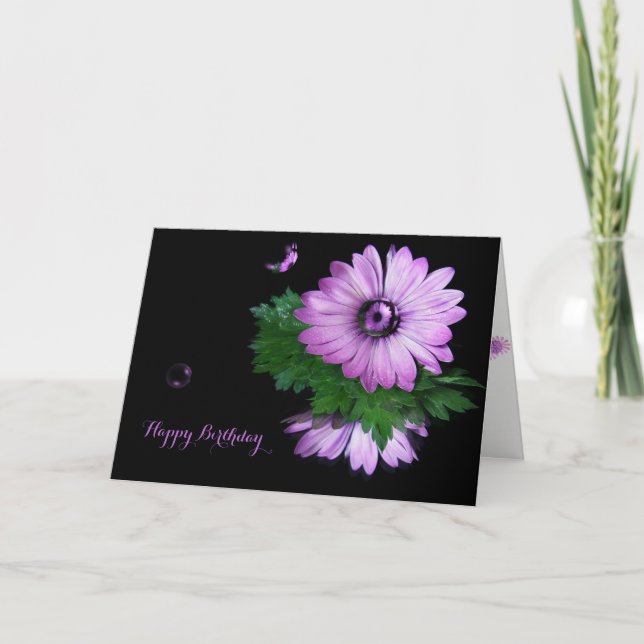 Tarjeta reflexión de margarita de Gerbera morada (Anverso)