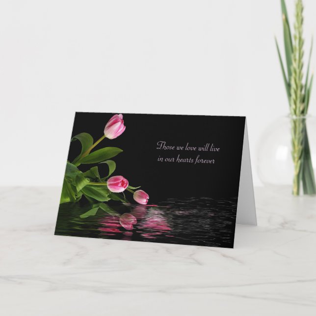 Tarjeta Reflexión de tulipán rosado por simpatía (Anverso)