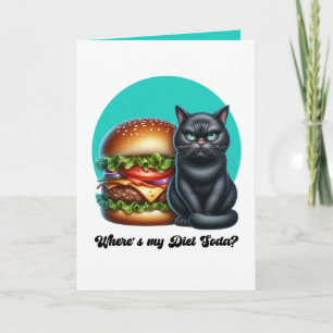Tarjeta Refresco de Dieta Gato Negro Divertido Humor de Ha