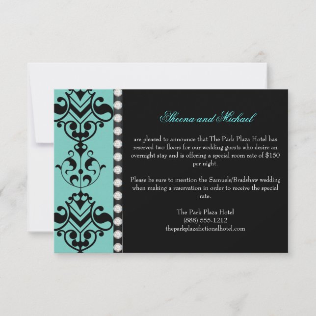 Tarjeta Regal Elegance Custom Weddations Alojamien (Anverso)