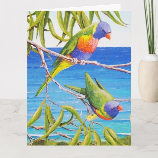 Tarjeta Regalo arcoiris Lorikeet Beachy azul australiano (Anverso)