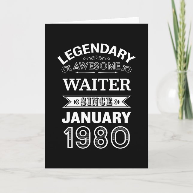 Tarjeta Regalo de 40 cumpleaños de Waiter enero 1980 (Anverso)