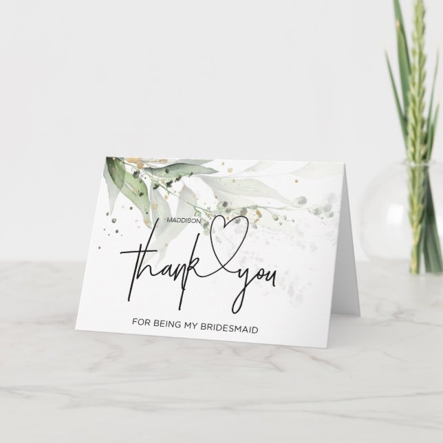 Tarjeta Regalo de agradecimiento a la dama de honor Fiesta (Anverso)