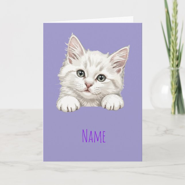 Tarjeta Regalo de arte de gatito personalizado con nombre  (Anverso)