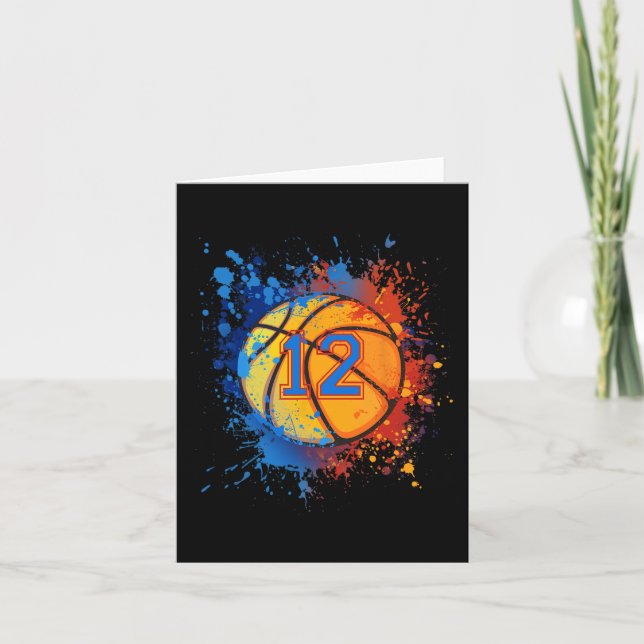 Tarjeta Regalo de baloncesto por 12 años para niño (Anverso)