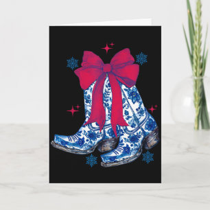 Tarjeta Regalo de botas de lazo coqueta divertida de Navid