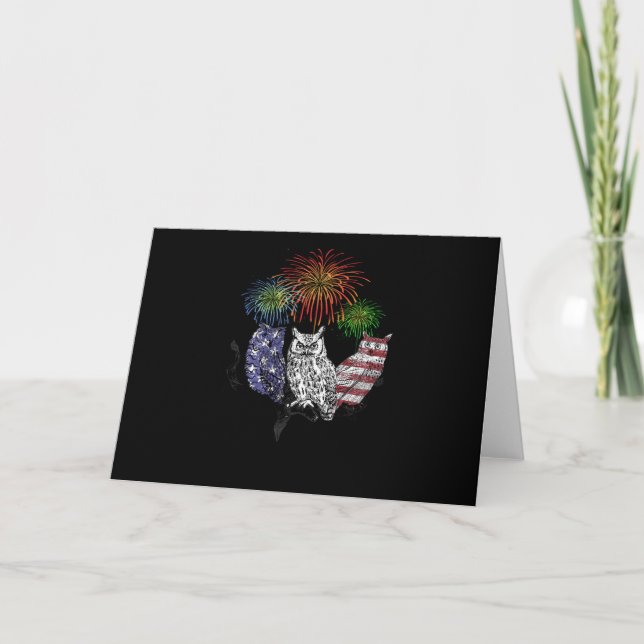 Tarjeta Regalo de búho | Búho del 4 de julio (Anverso)