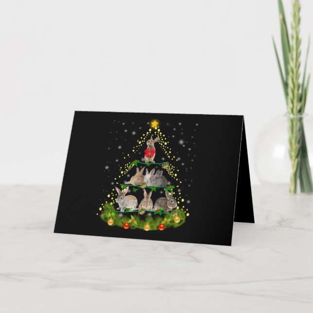 Tarjeta Regalo de conejo| Luz de árbol de Navidad de conej (Anverso)