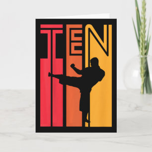 Tarjeta Regalo de cumpleaños 10 años niños Karate Retro Ta