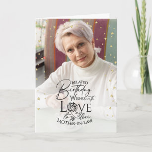 Tarjeta Regalo de cumpleaños atrasado para suegra con foto