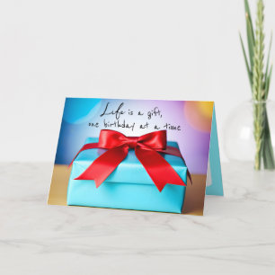 Tarjeta Regalo de cumpleaños con arco rojo