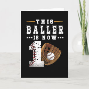 Tarjeta Regalo de cumpleaños de béisbol para niño de 1 año